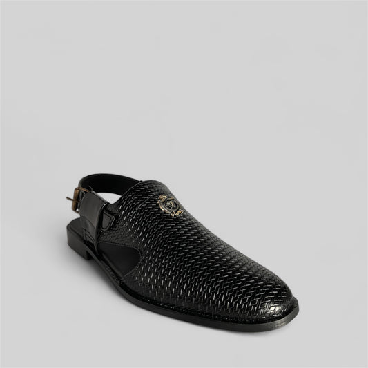 BLACK TEXTURED CHAPPAL 813