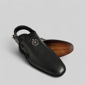 BLACK TEXTURED CHAPPAL 813