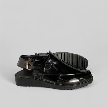 BLACK SHINY CHAPPAL 184